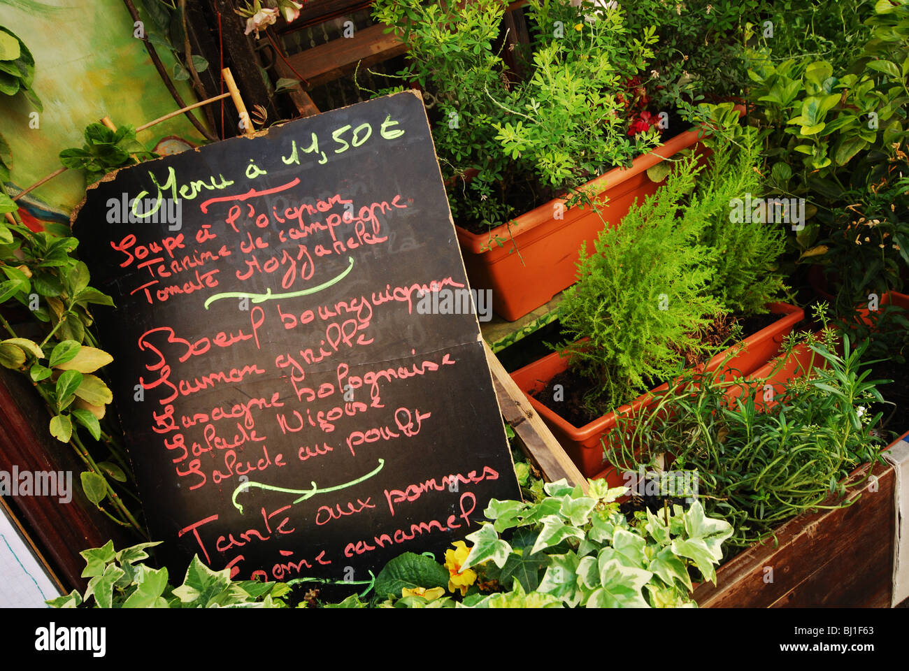 menu at Parisian restaurant Montmartre Paris France Stock Photo