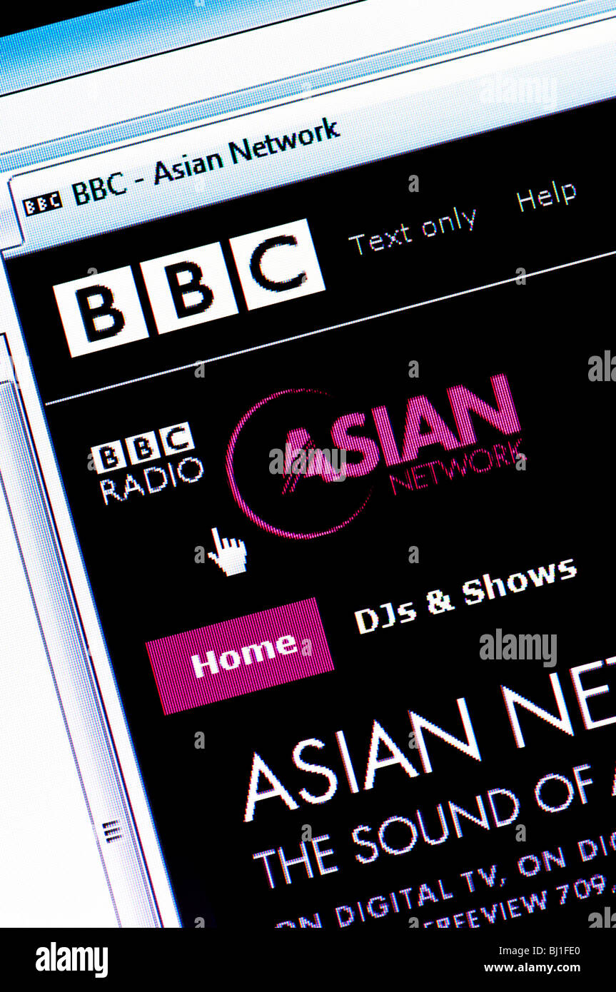 Macro screenshot of the BBC Asian Network website. Editorial use only. Stock Photo