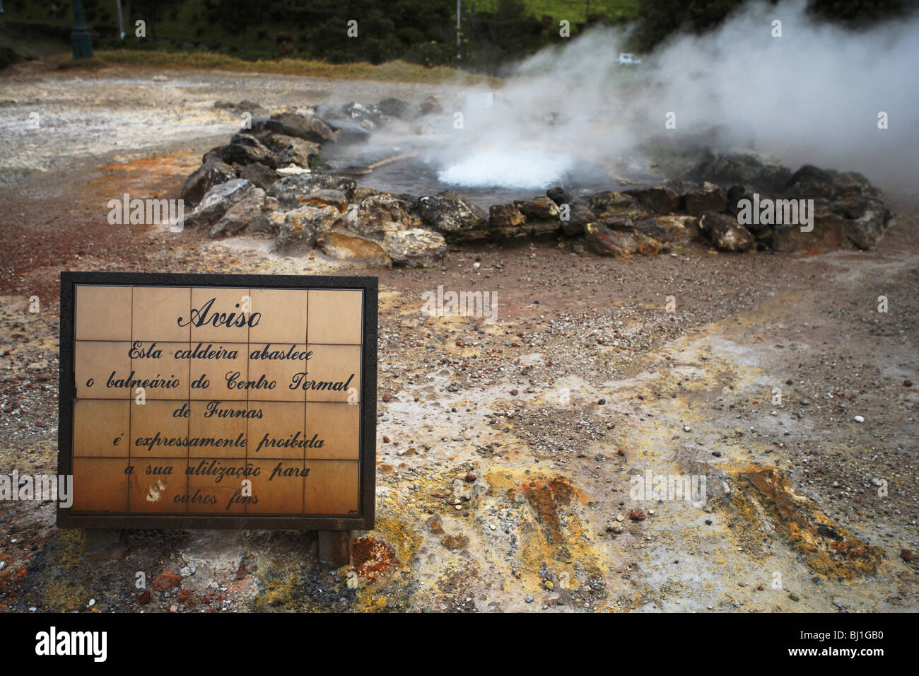 Hot spring in Furnas. Sao Miguel island, Azores, Portugal. Stock Photo