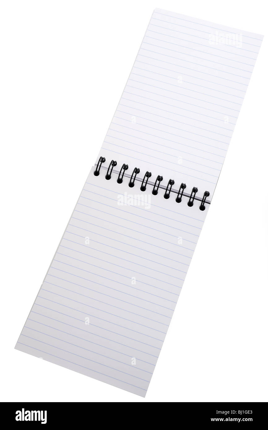 White lined ring bound notebook Stock Photo