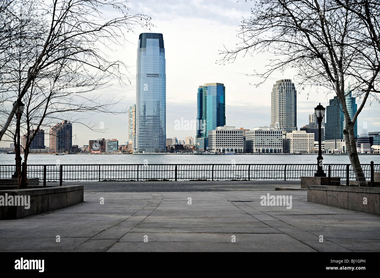 Hudson River Esplanade at Battery Park City, New York, NY USA Stock Photo