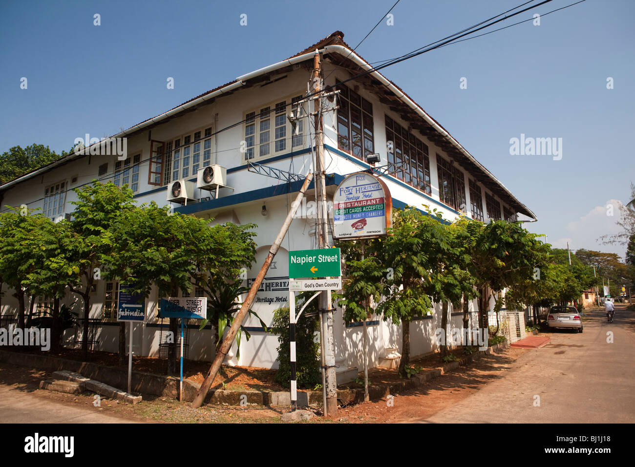 India, Kerala, Kochi, Fort Cochin, Elphinstone Street, Fort Heritage, historic house converted into hotel Stock Photo