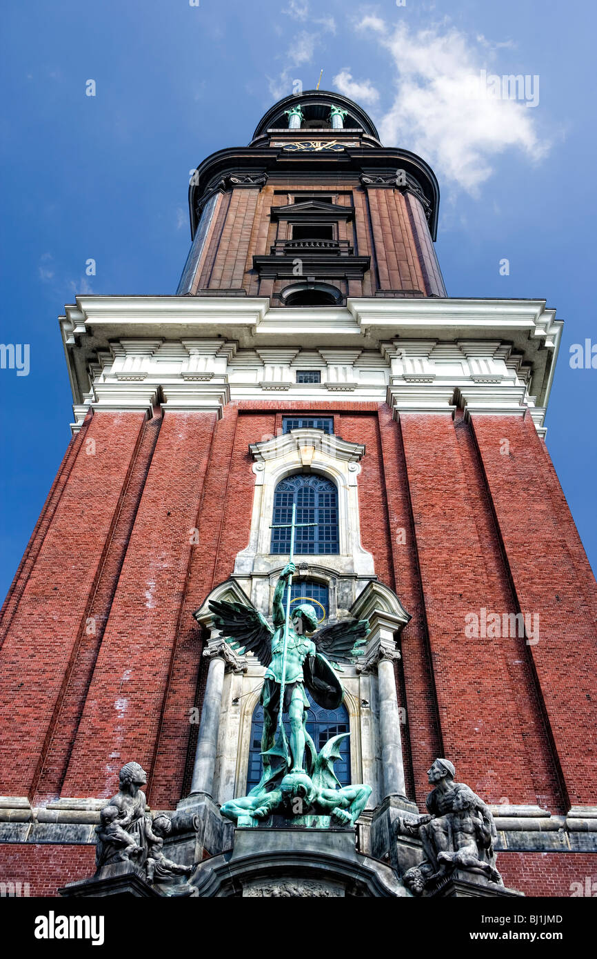 the Michel, St. Michaelis church on Hanseatic city of Hamburg, Germany, Europe Stock Photo