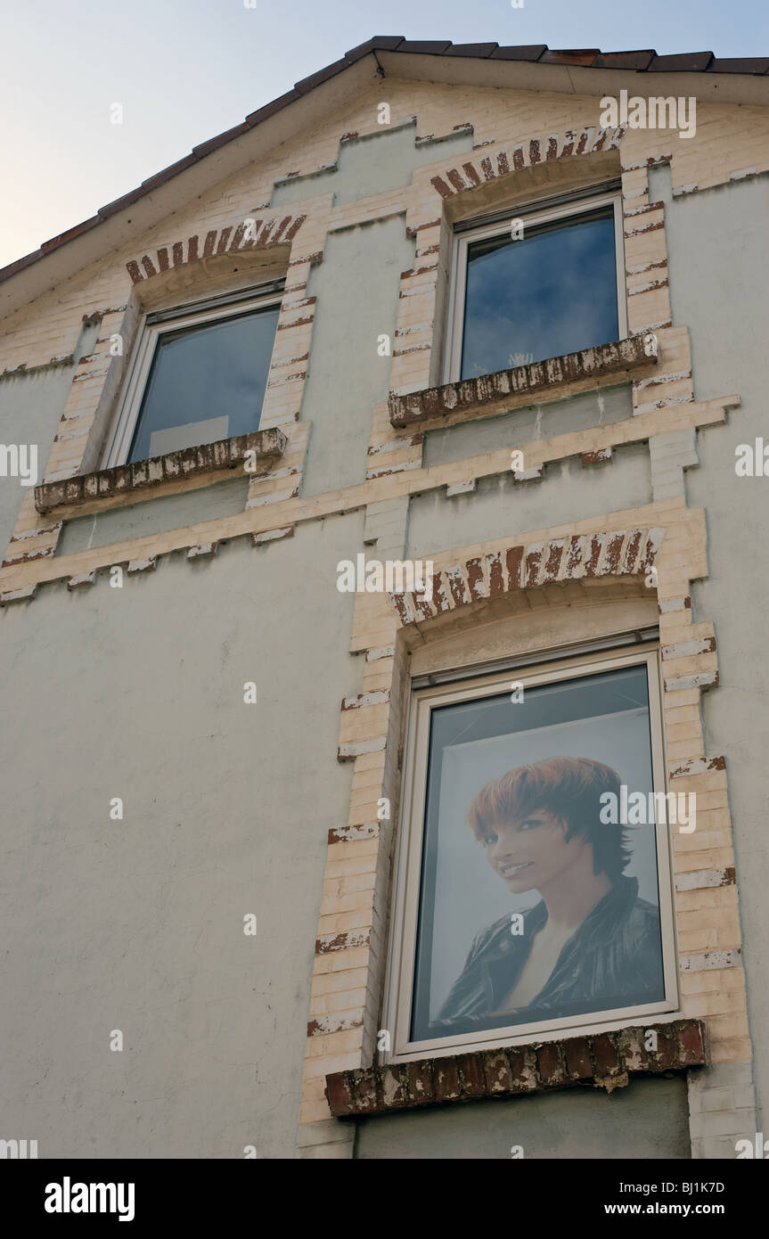 Ladies hairdresser's window Stock Photo Alamy