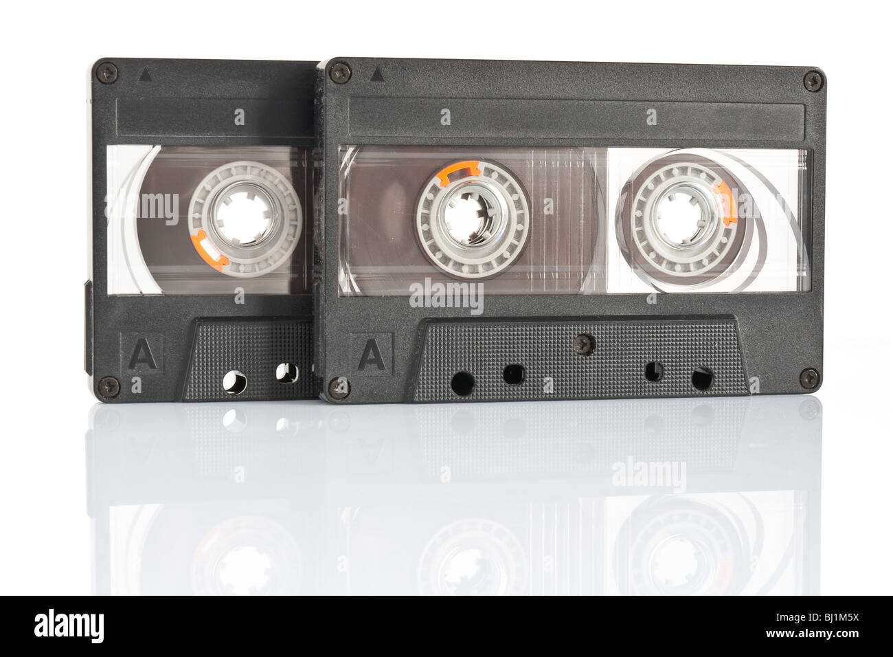 two audio cassette isolated on white background with clipping path ...