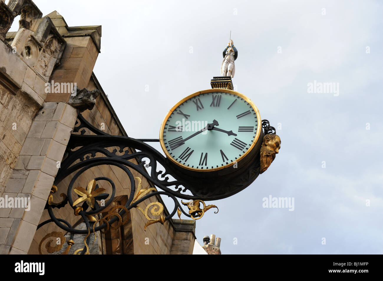 The clock at St Martin-le-Grand Church on Coney Street.York in North Yorkshire England Uk Stock Photo