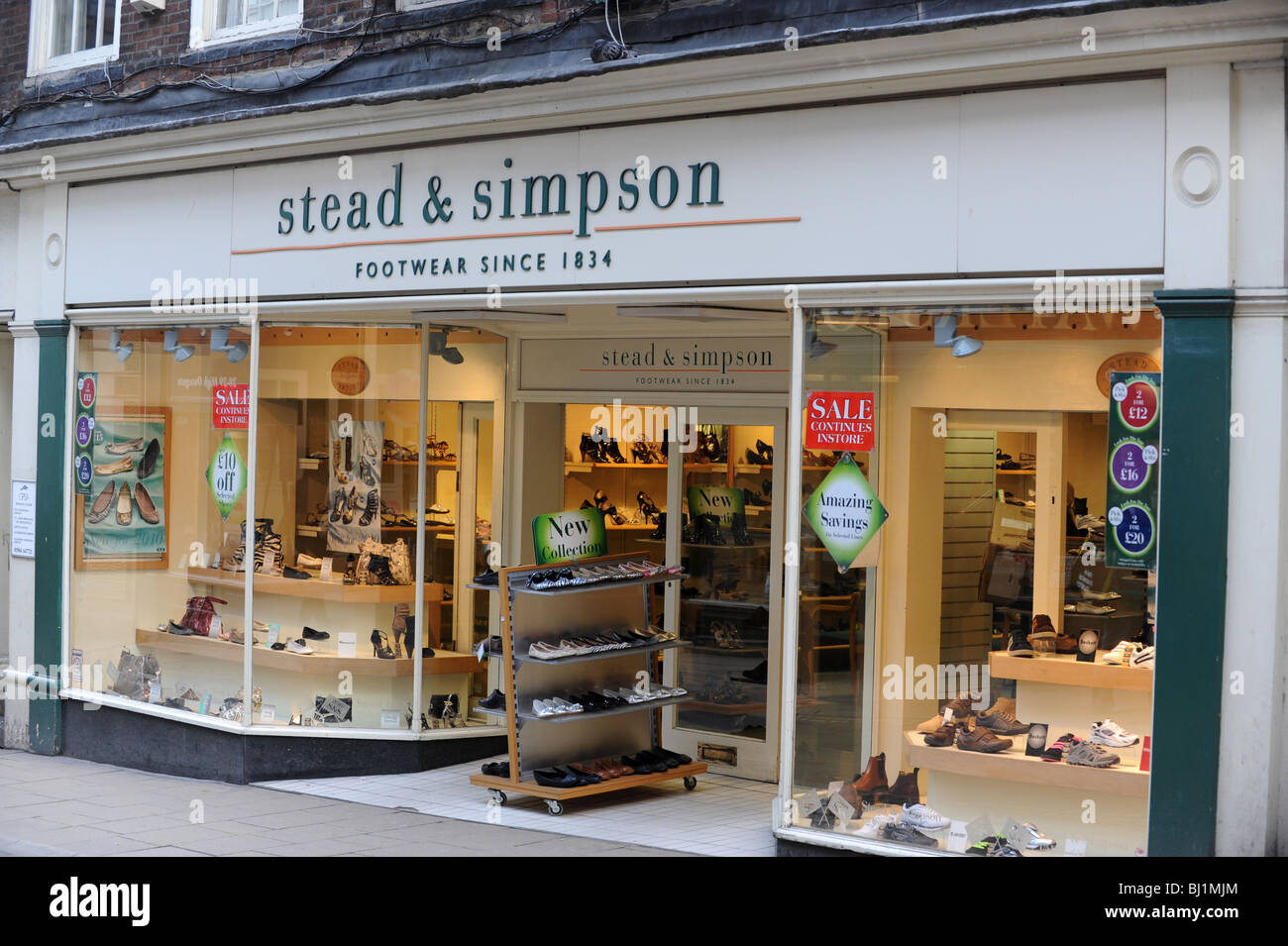 Stead and Simpson footwear shop sign in York England Uk Stock Photo