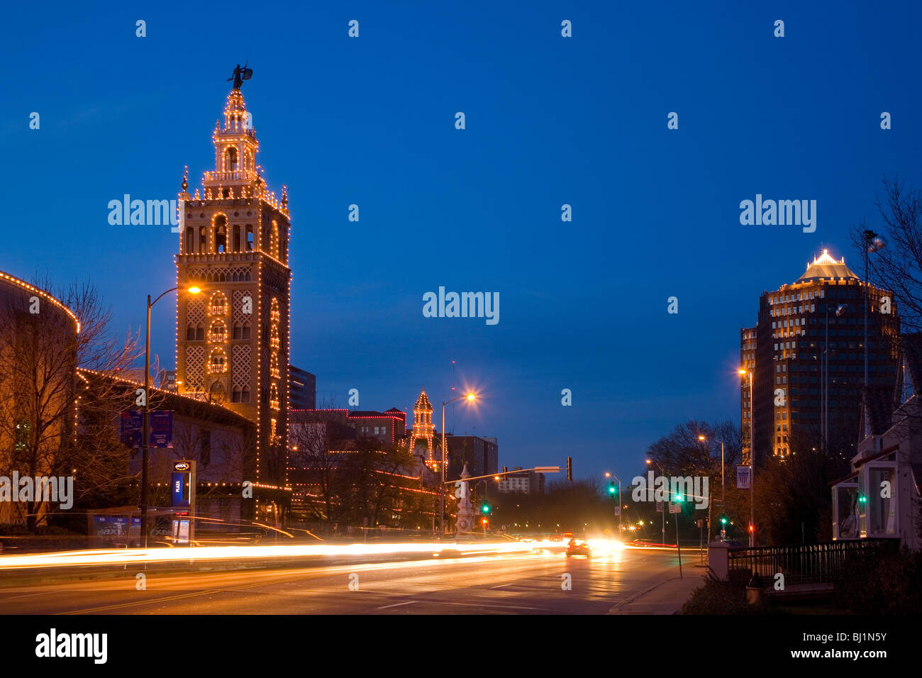 Country Club Plaza Christmas Lights in Kansas City, Missouri Stock