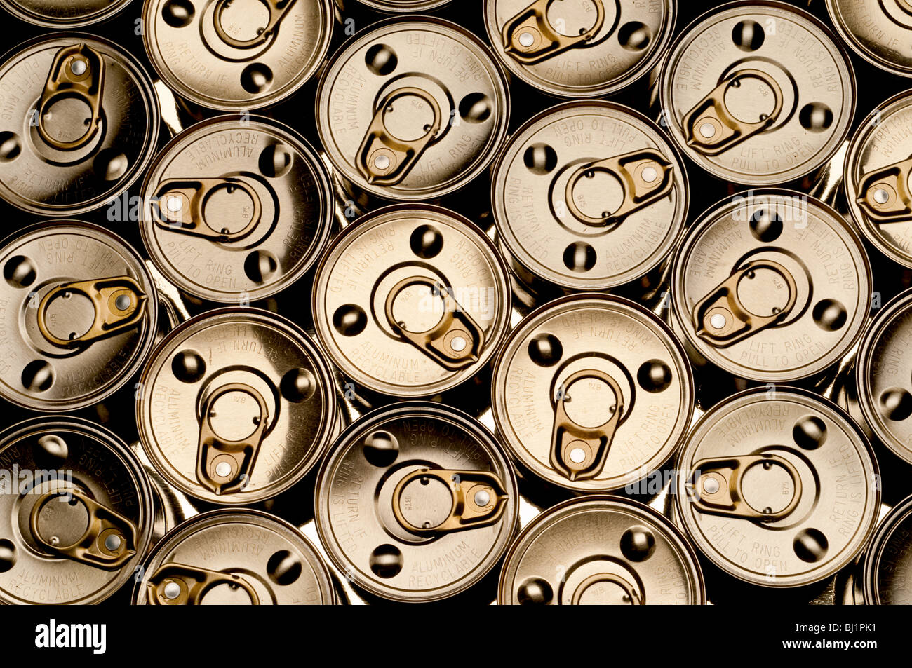 abstract top view of a number of tin cans Stock Photo