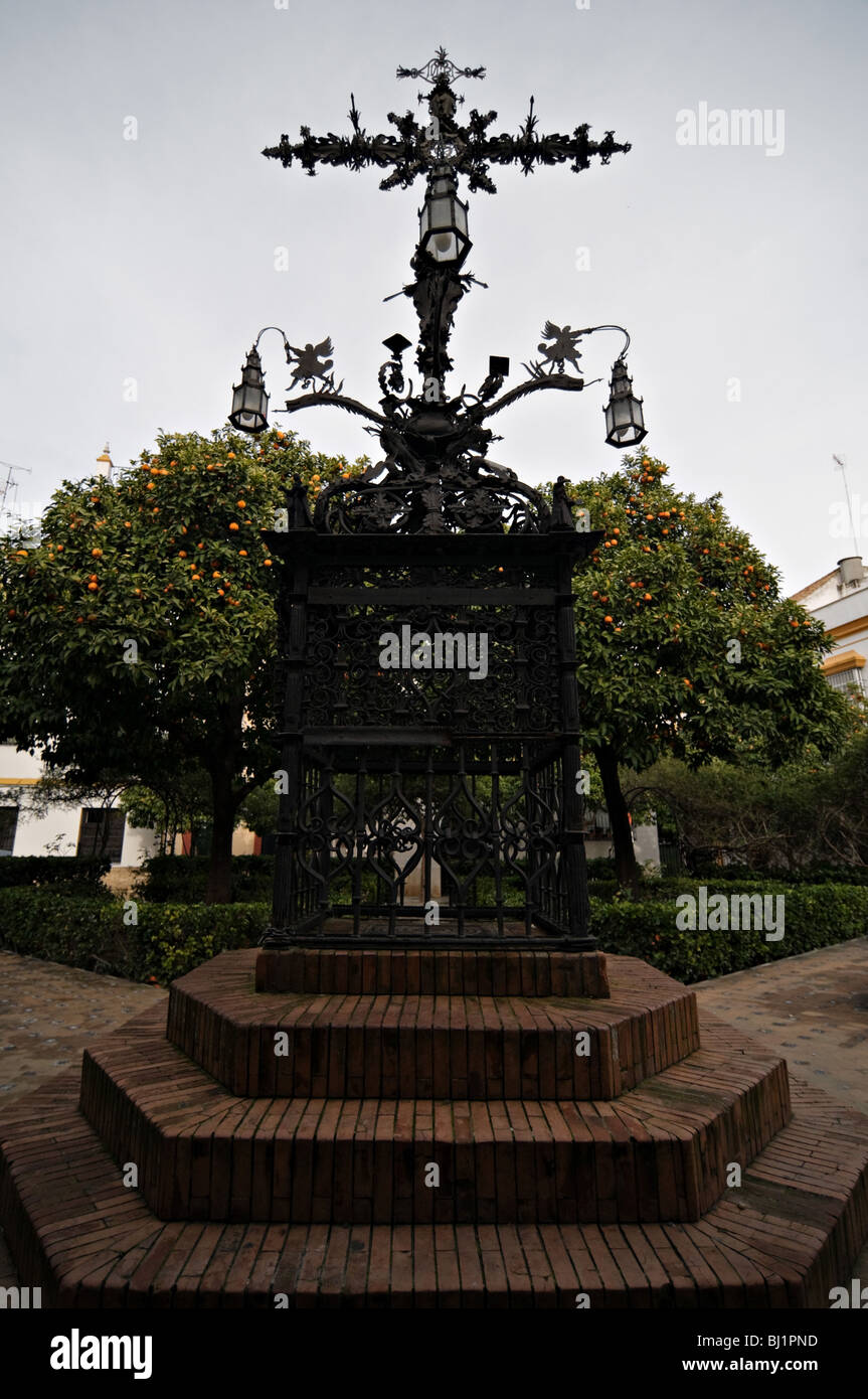 Plaza de Santa Cruz at the Juderia in Sevilla Stock Photo
