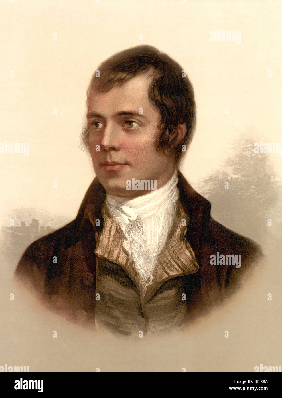 Portrait c1890s of famous Scottish poet Robert Burns (1759 - 1796) - also known as Rabbie Burns and the 'Bard of Ayrshire'. Stock Photo