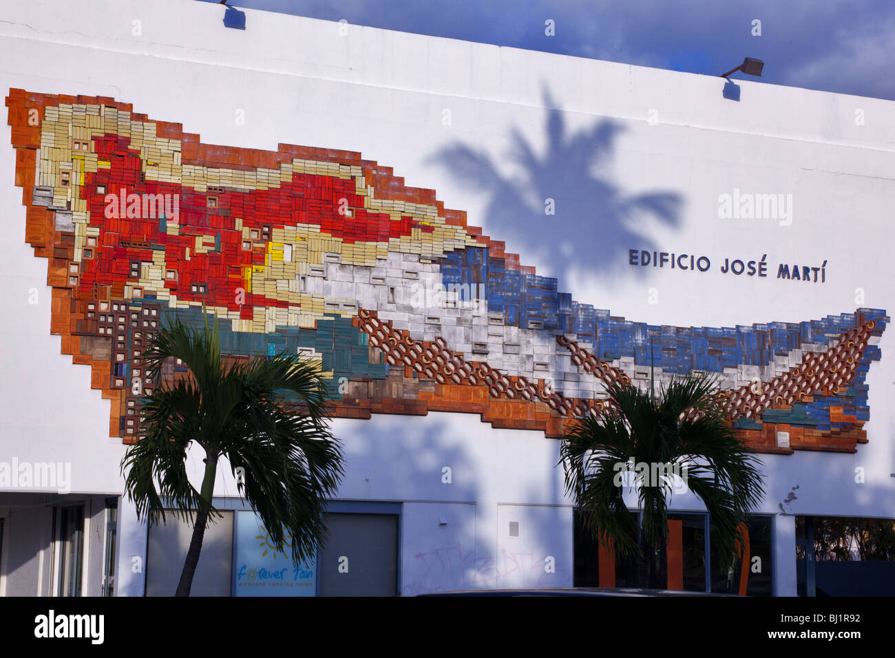 Mural of a Cuban region in the side of the José Martí building in Miami, Florida Stock Photo