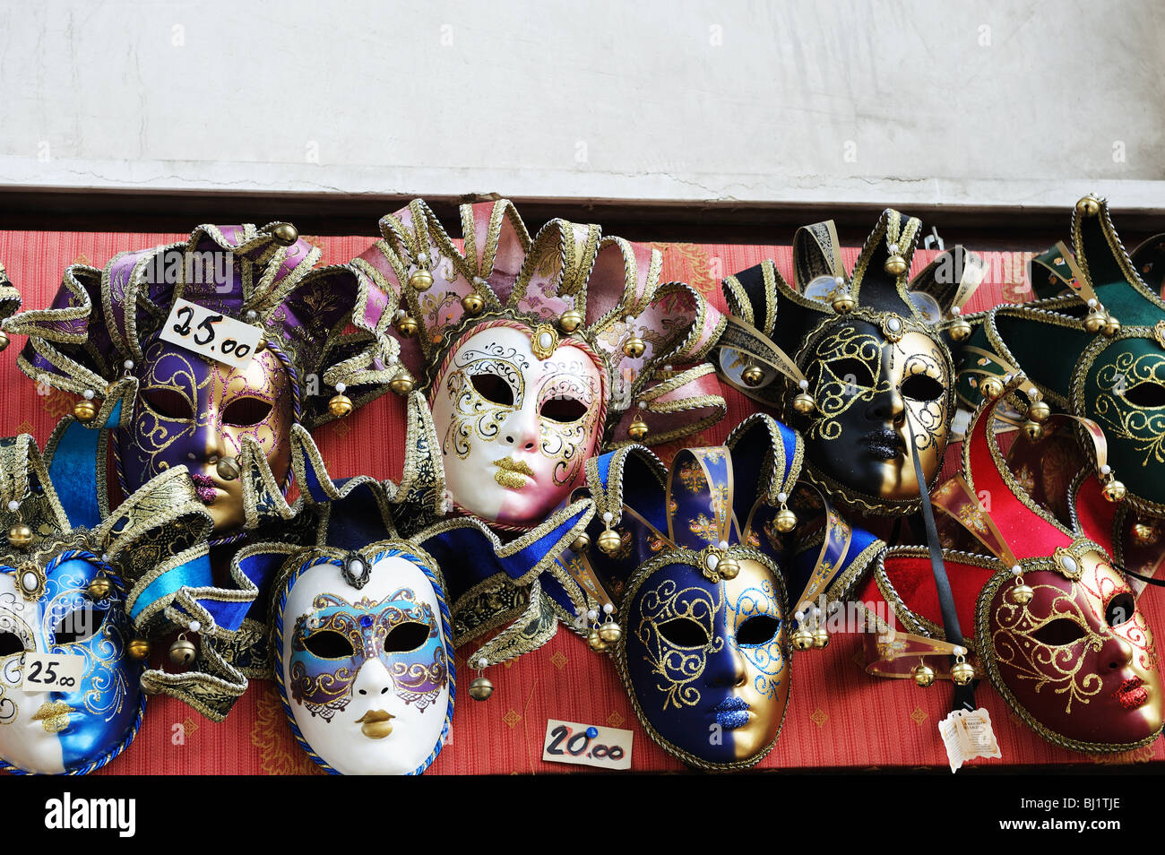 Venetian masquerade masks for sale in Venice market Stock Photo