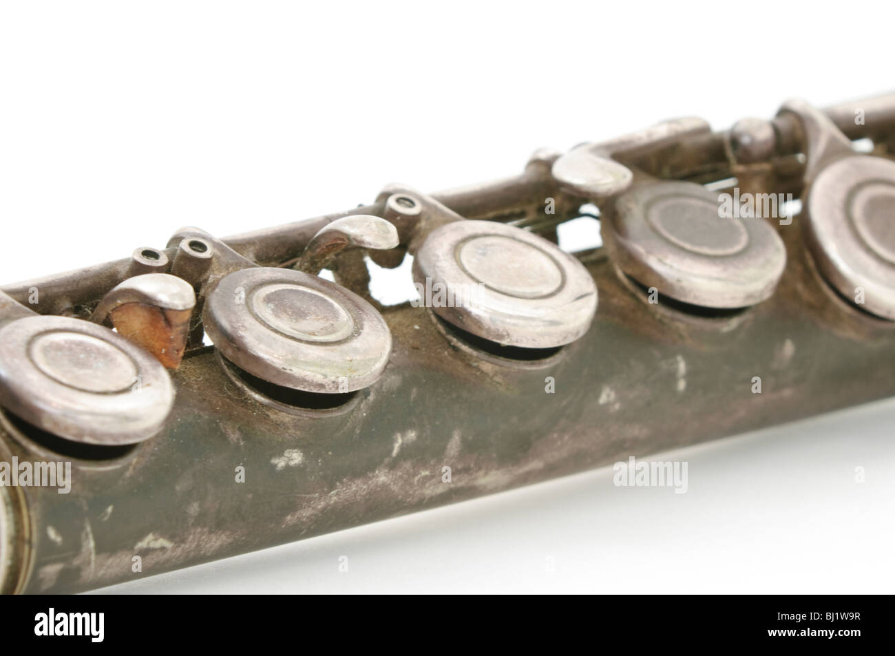 Close up of keys on old flute Stock Photo Alamy