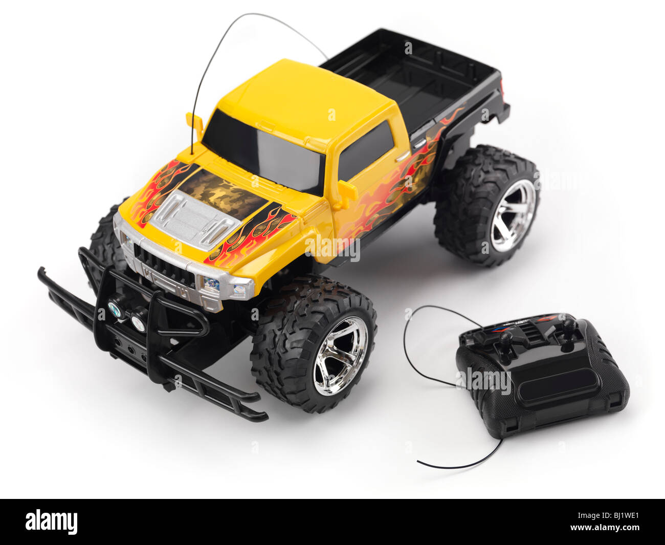 Radio remote controlled truck toy car. Isolated on white background. Stock Photo