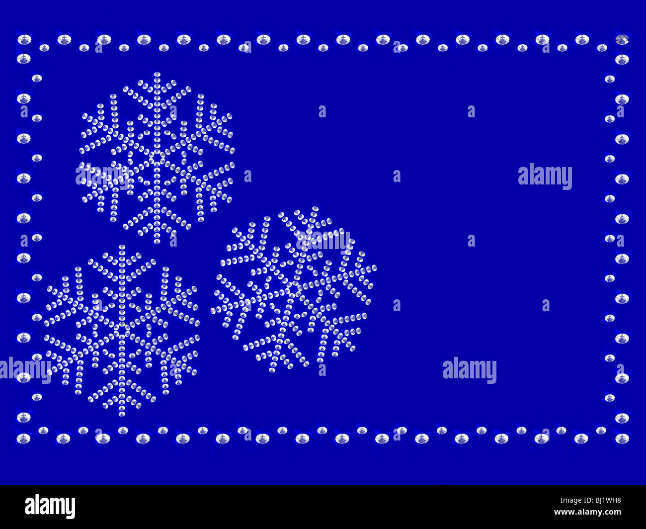 Frame with snowflakes on blue background composed by diamonds Stock ...