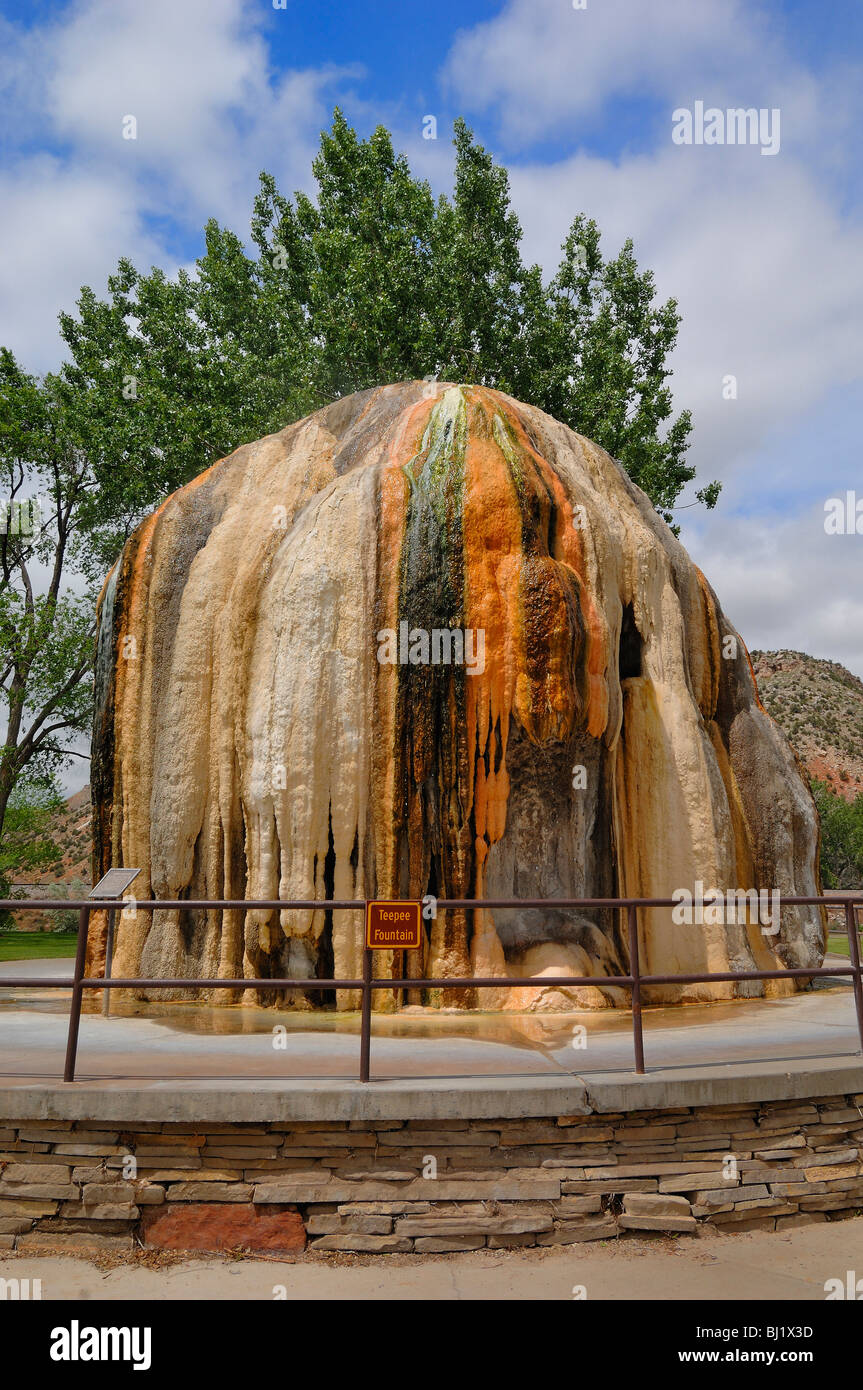 The Tepee Fountain at Hot Springs State Park in Thermopolis in Wyoming State, United States of America. Stock Photo
