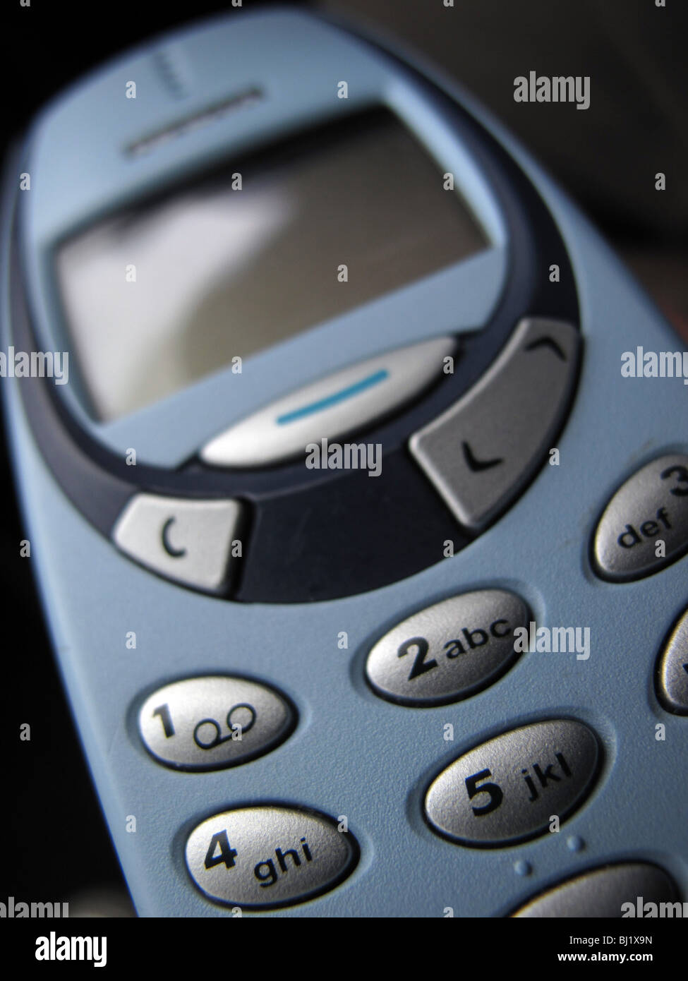 Old type mobile phone with shallow depth of field focus on one dial