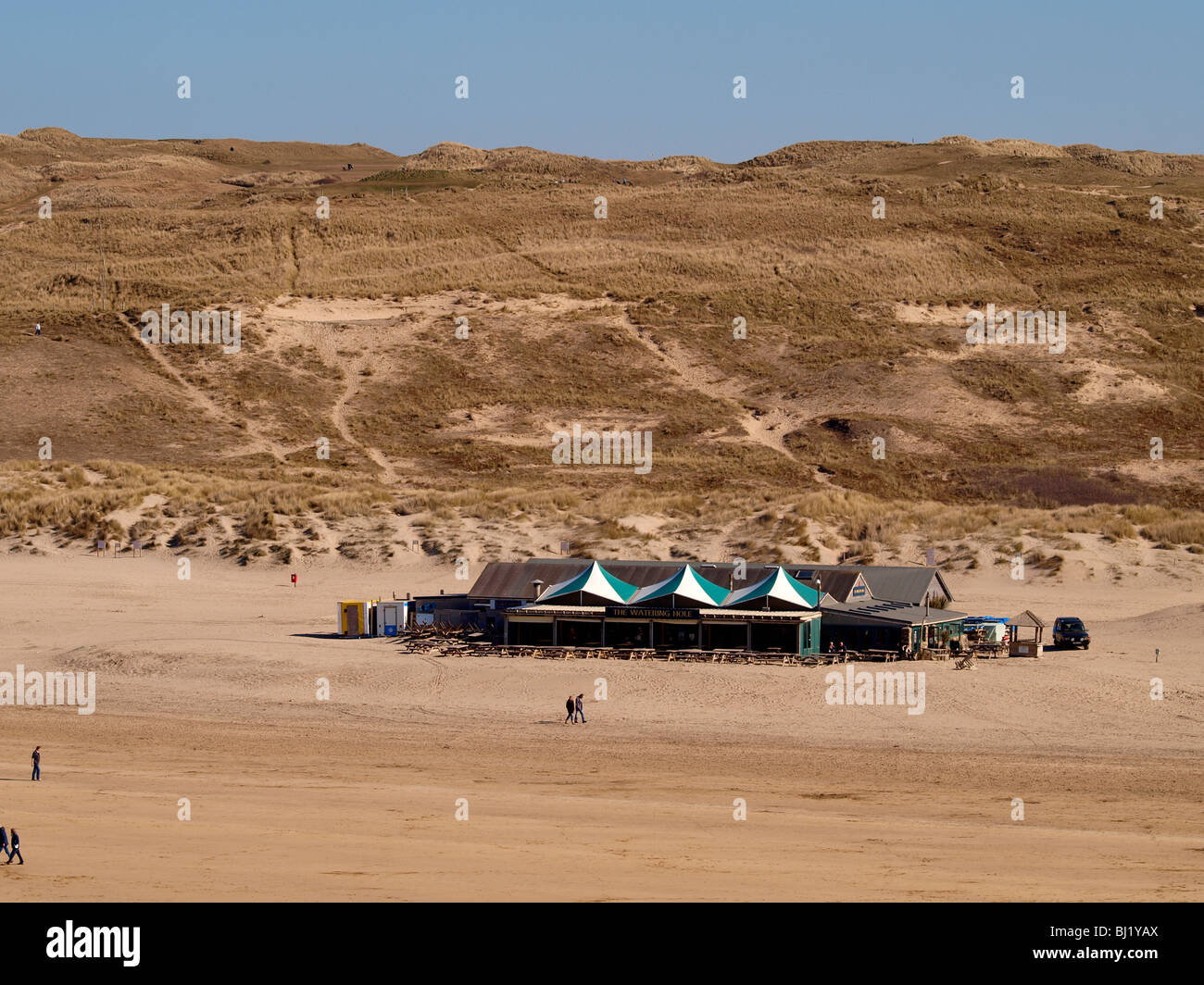 The watering hole, Perranporth beach, Cornwall Stock Photo Alamy
