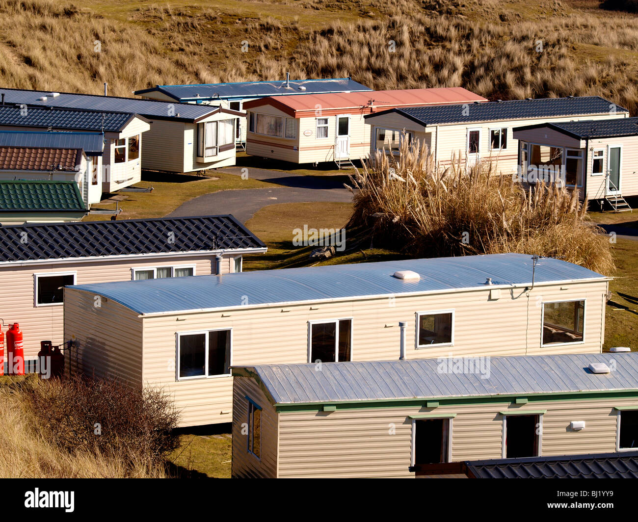 Caravans on a holiday park, Perranporth, Cornwall Stock Photo Alamy