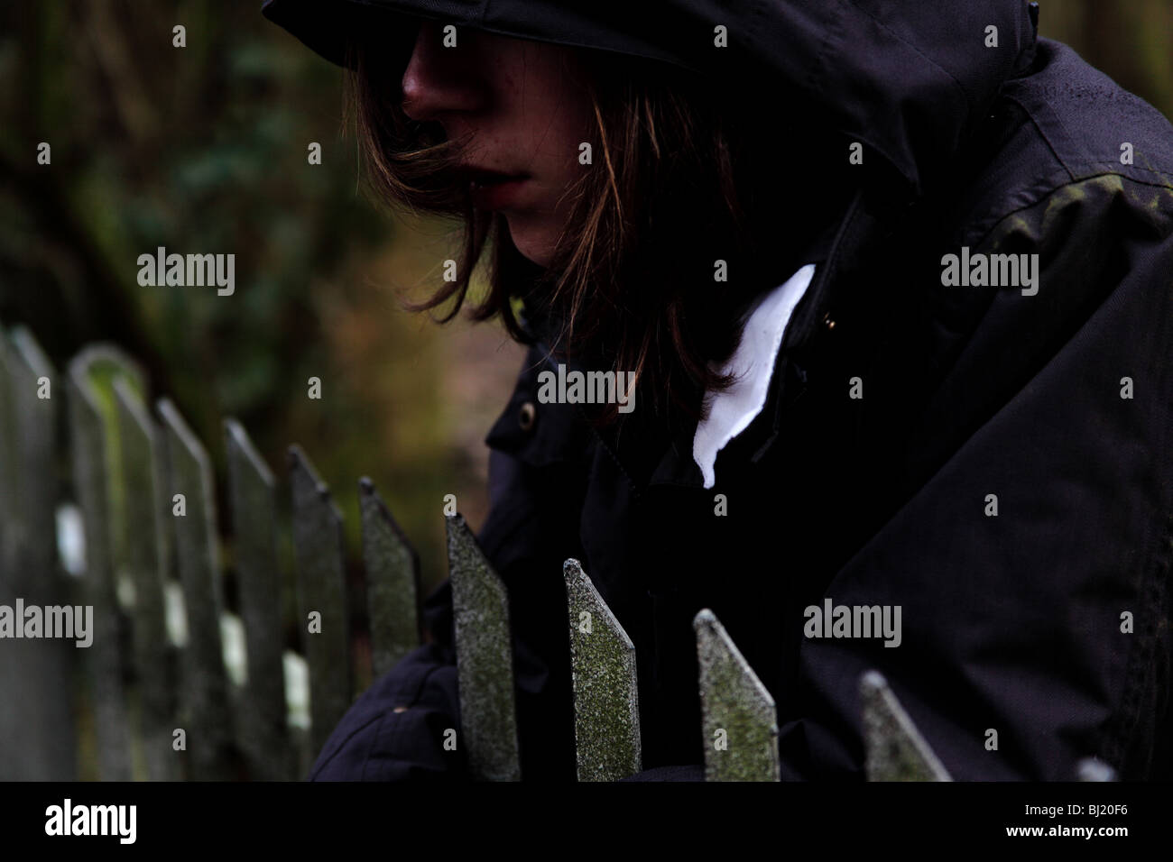 teenage girl with hood up Stock Photo Alamy