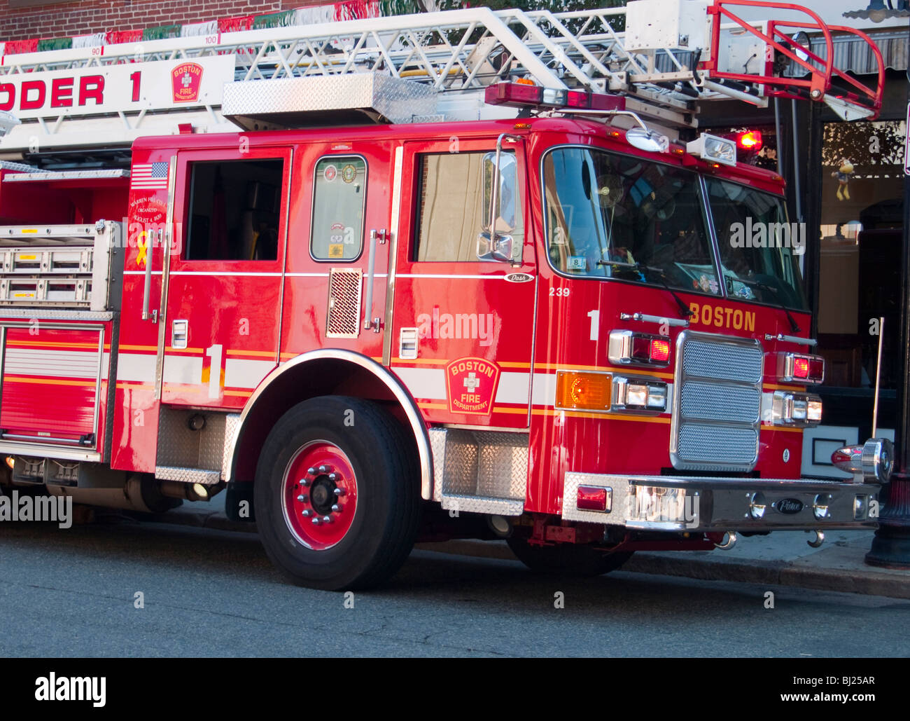 Ladder 1 Fire Truck in Boston Massachusetts USA Stock Photo