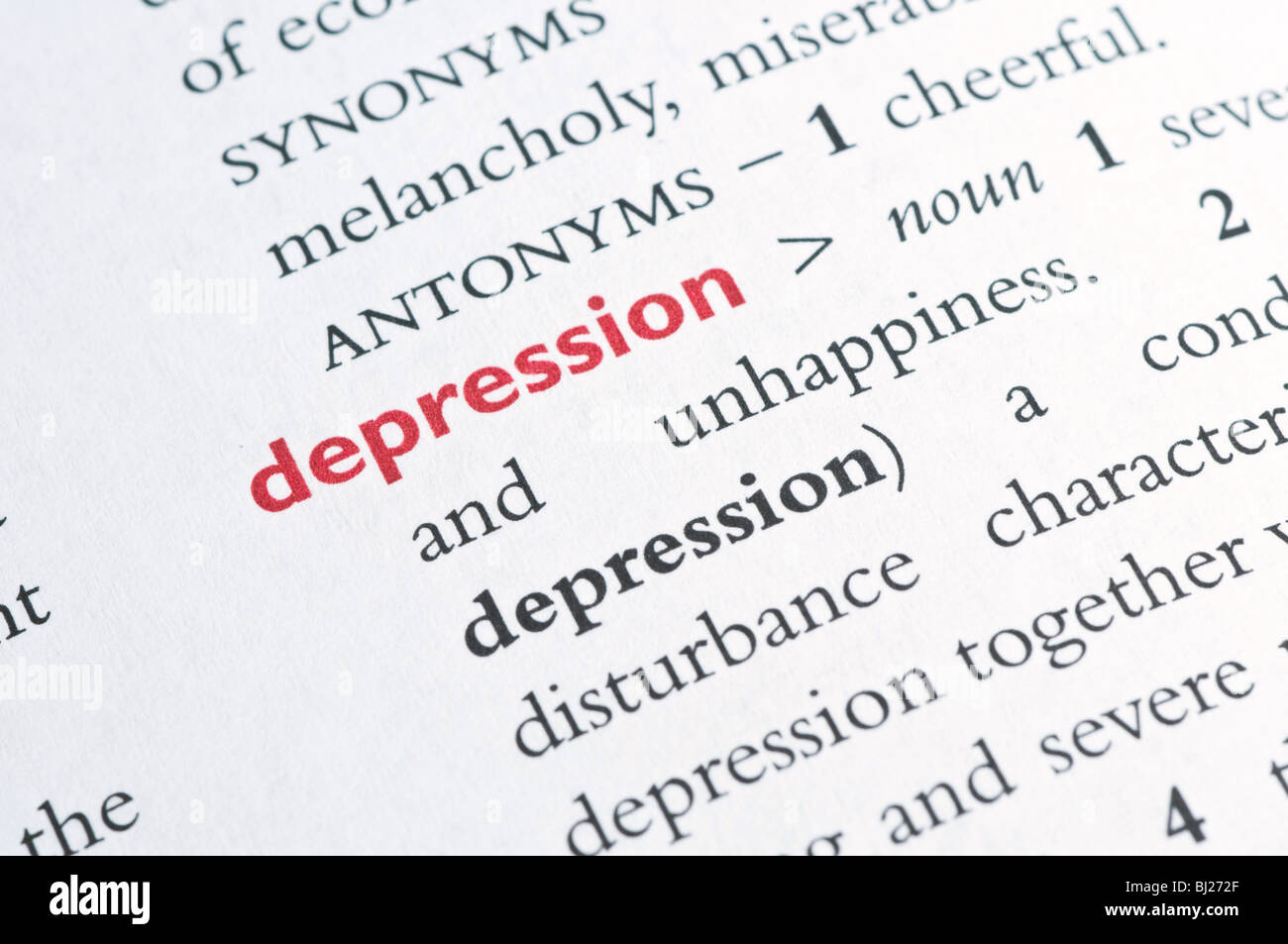 Dictionary definition of depression Stock Photo