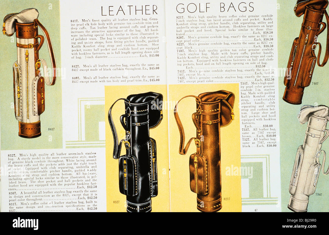 Leather golf bags, 1931. Artist Unknown Stock Photo Alamy