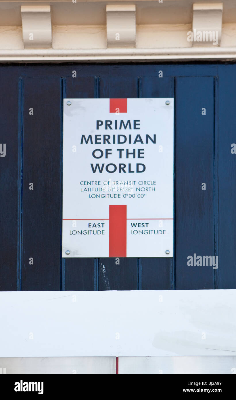 Sign at Royal Greenwich Observatory Depicting the Prime Meridian Stock Photo