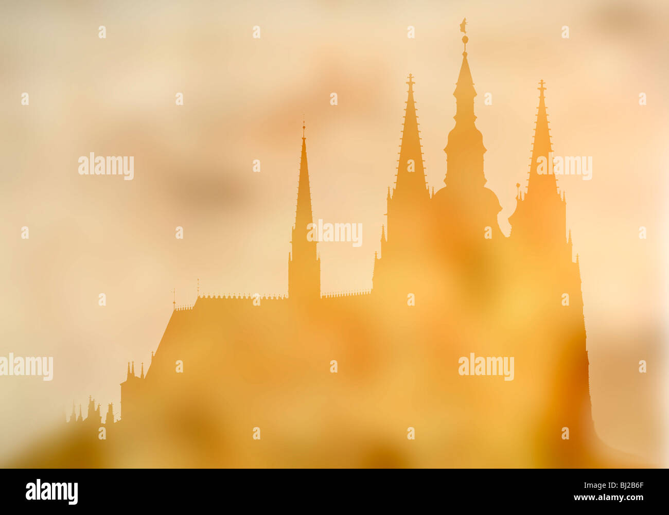 Prague castle and Cathedral of St Vitus - Prague - city of a hundred spires Stock Photo