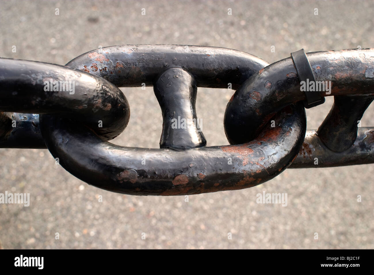 Huge chain links in front of the USS Constitution at the Charlestown