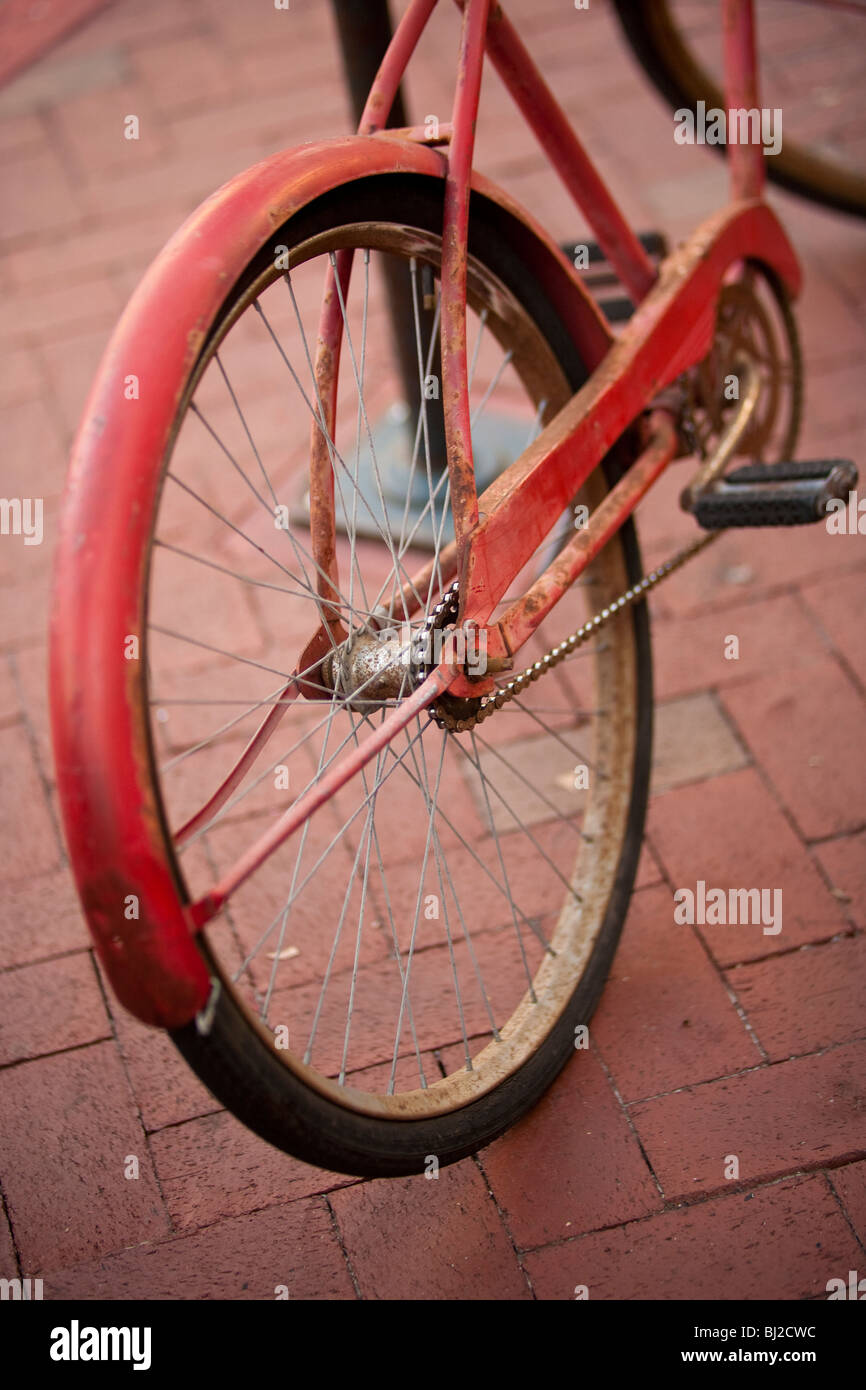 an old red bicycle tire Stock Photo Alamy
