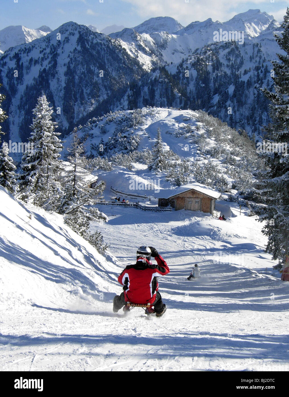 sledge run home from Hochwurzen to Pichl Stock Photo