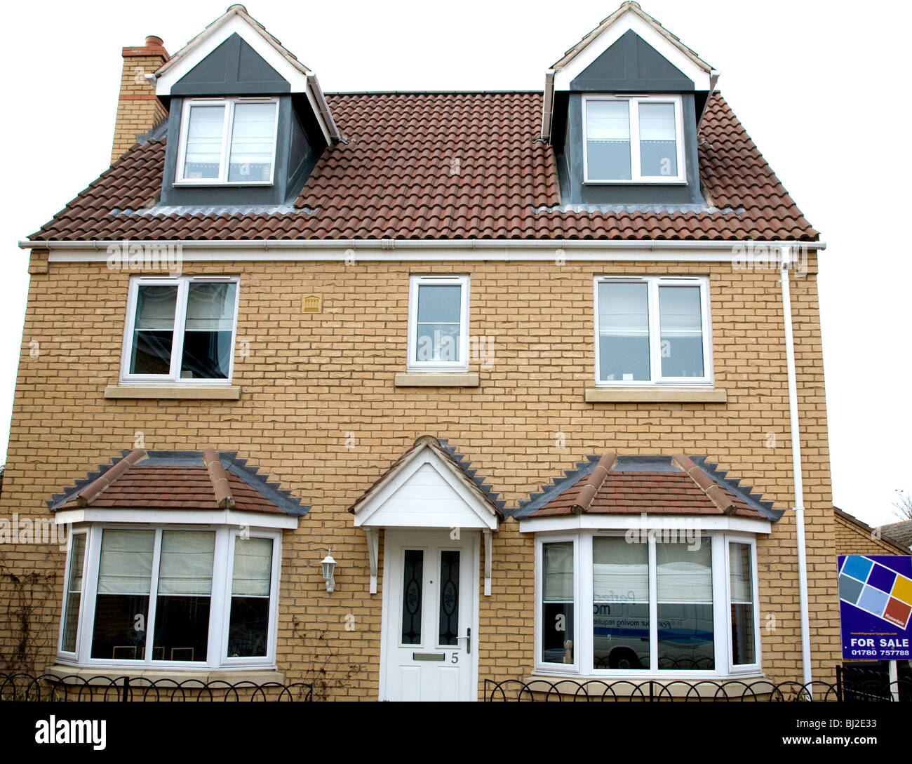 Recently-built detached house for sale in Northamptonshire village, England Stock Photo