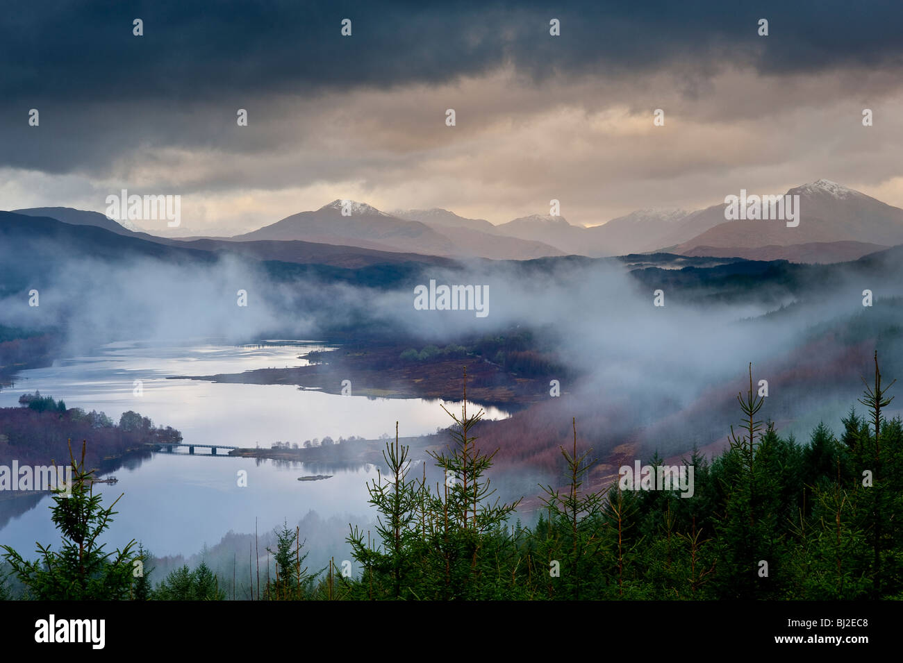 This image of Loch Garry was taken from a viewpoint on the road through Glen Garry. Stock Photo