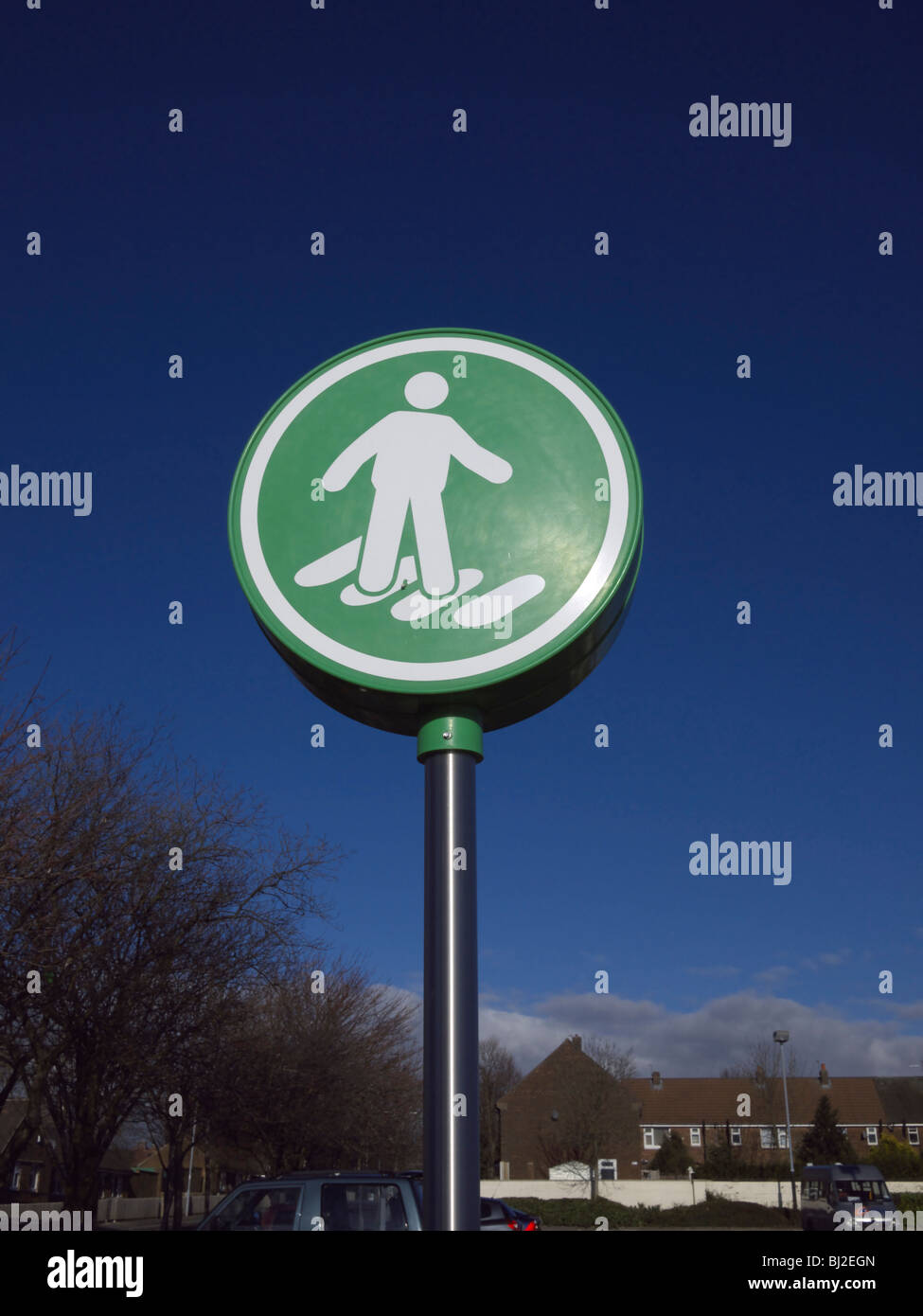 Asda pedestrian crossing sign,Chadderton, Greater Manchester, UK Stock ...