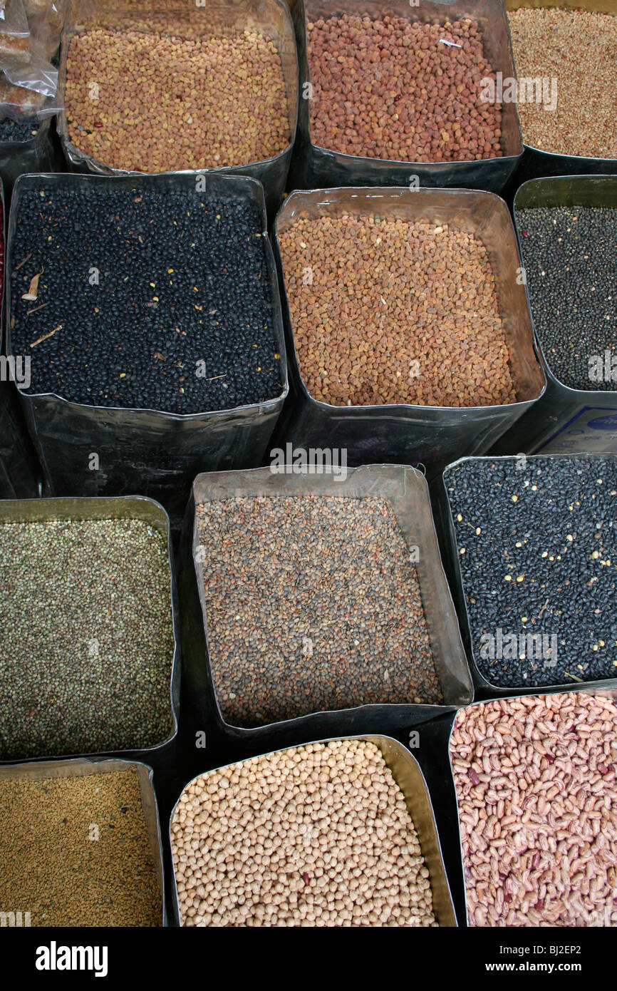 Grains and pulses for sale Stock Photo Alamy