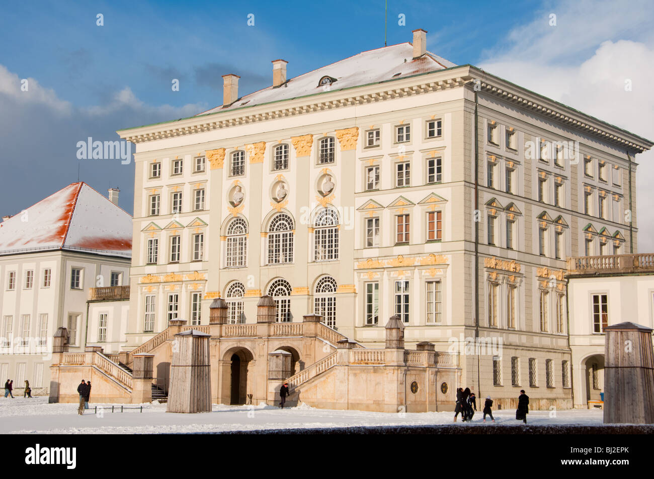 Nymphenburg palace in the snow. Munich, Germany. Stock Photo