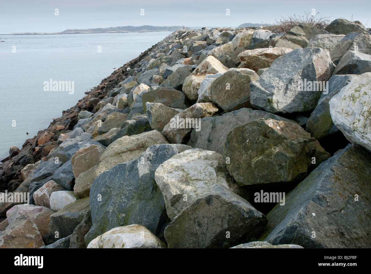 Coastal land reclamation project in Guernsey. Stock Photo