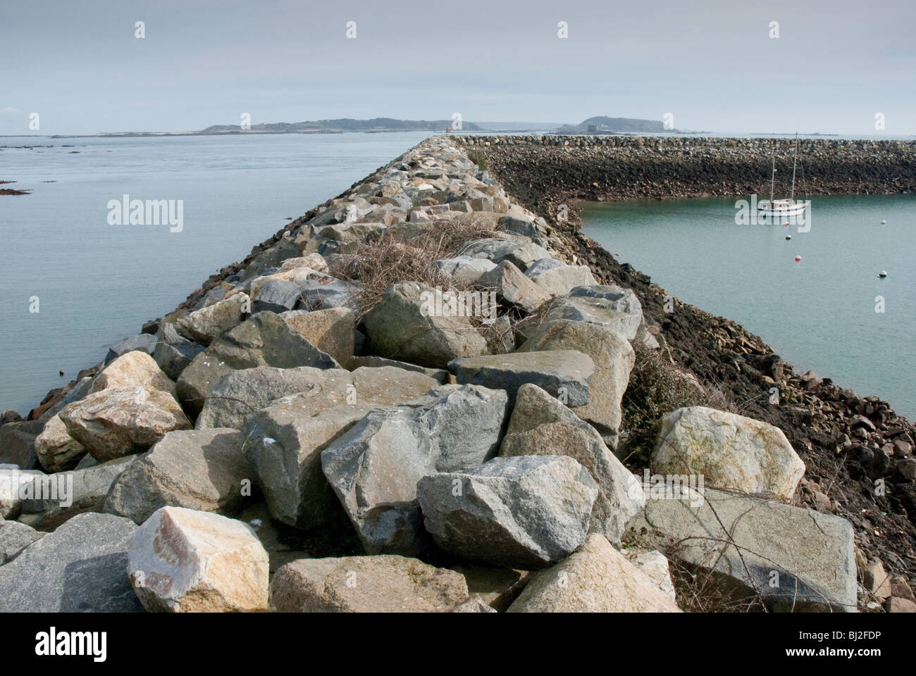 Coastal land reclamation project in Guernsey. Stock Photo