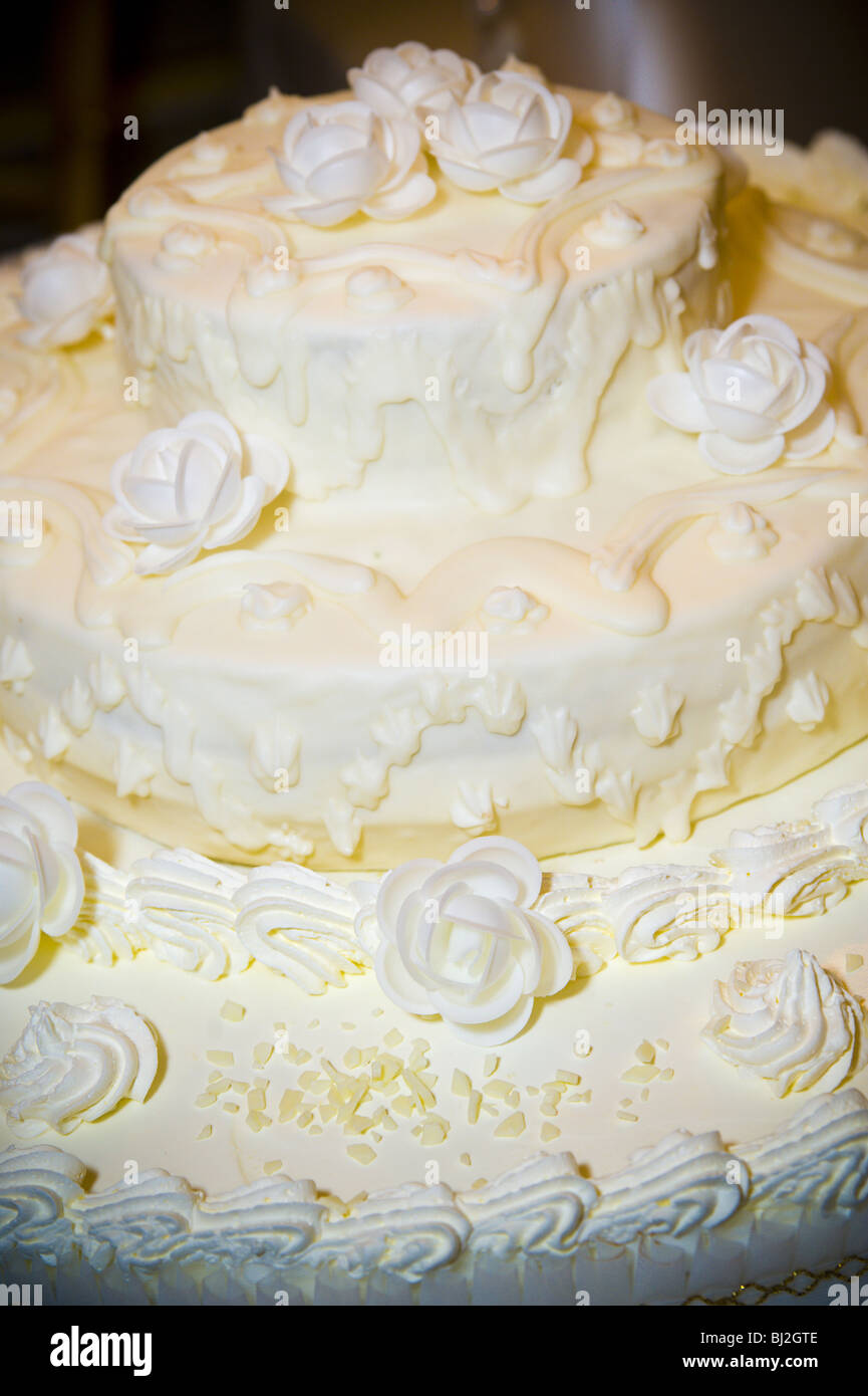 Glazed covered wedding cake Stock Photo