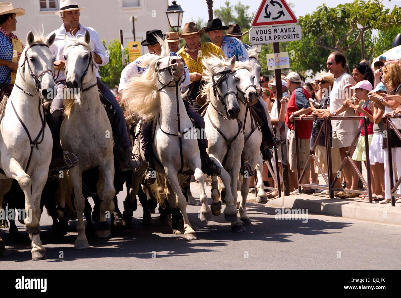 Running of the bulls in Saintes Maries de la Mar, France Stock Photo