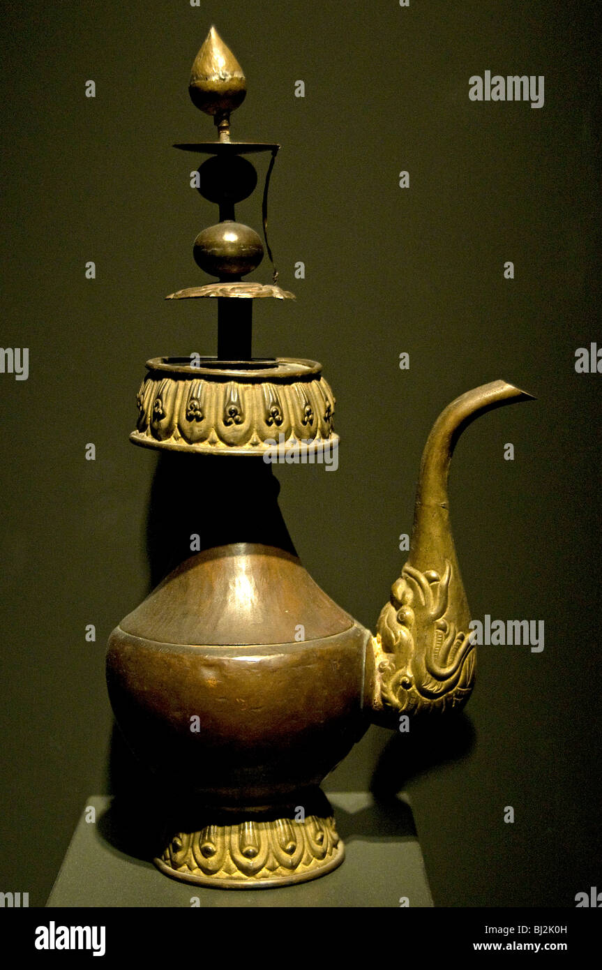 Holy water jug can mug tankard Tibetan  Tibet / China 18 - 19 Century Stock Photo