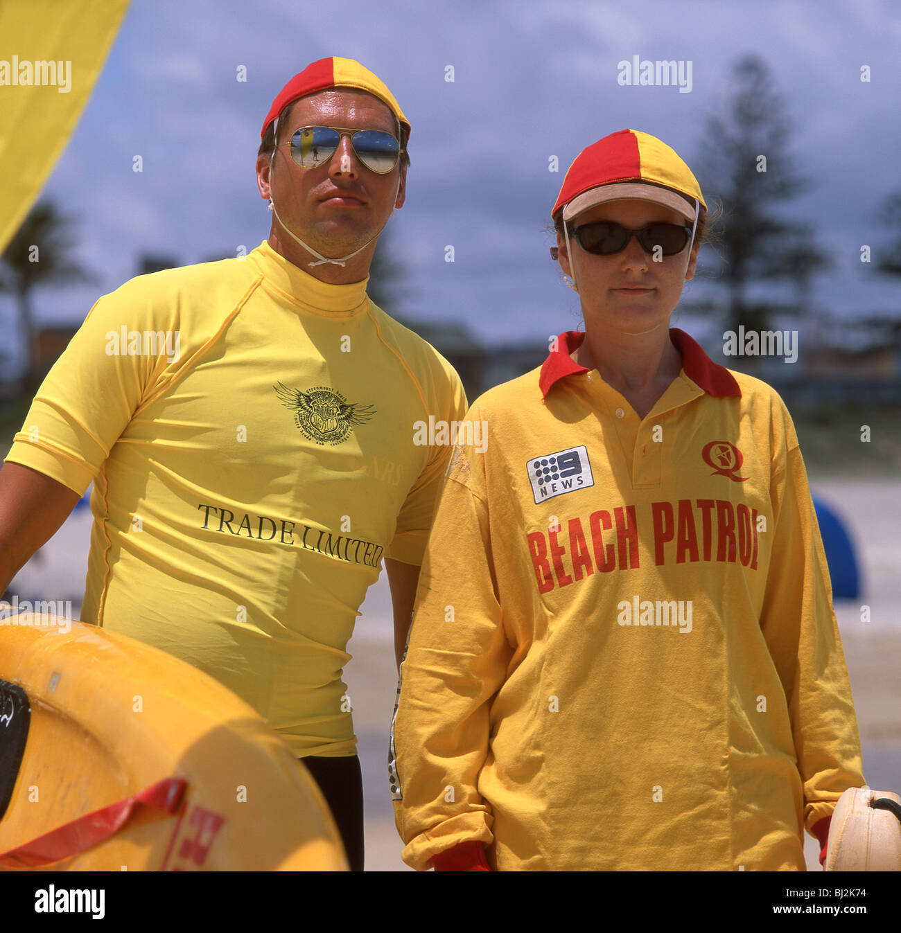 Beach patrol surf lifesavers, Tweed Heads, Coolangatta, Queensland, Australia Stock Photo