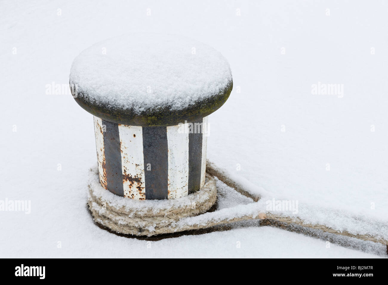 Mooring Bollard for the Waverley on Pacific Quay, Glasgow, Scotland, UK. Stock Photo