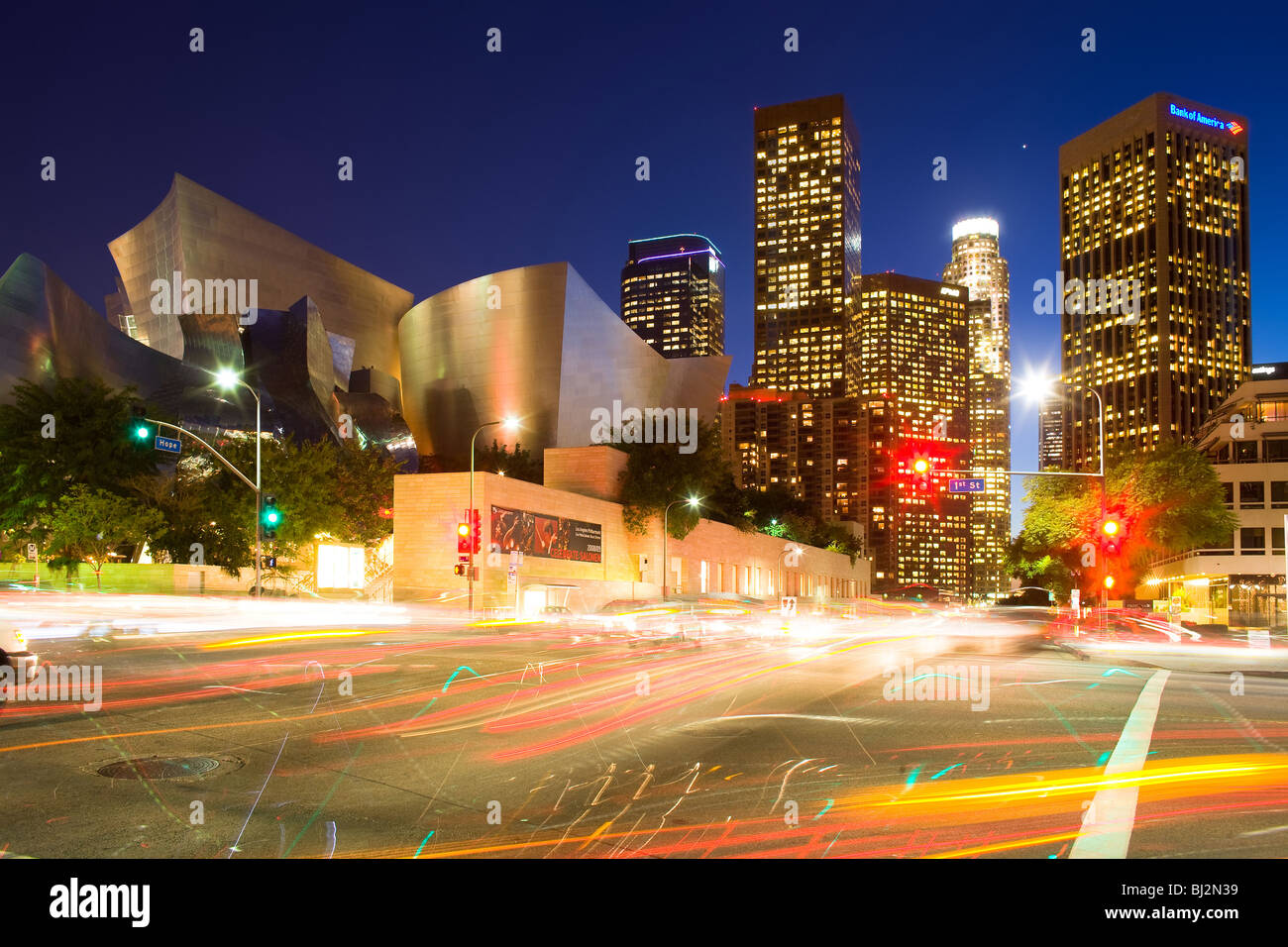 Traffic at downtown  Los Angeles, California Stock Photo