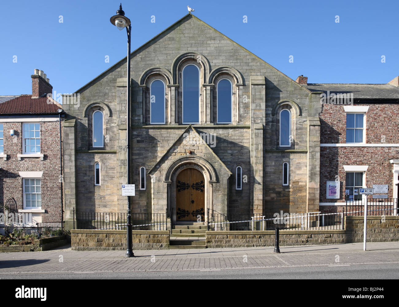 North Shields Baptist Chapel was built in the Norman style in 1846. Stock Photo