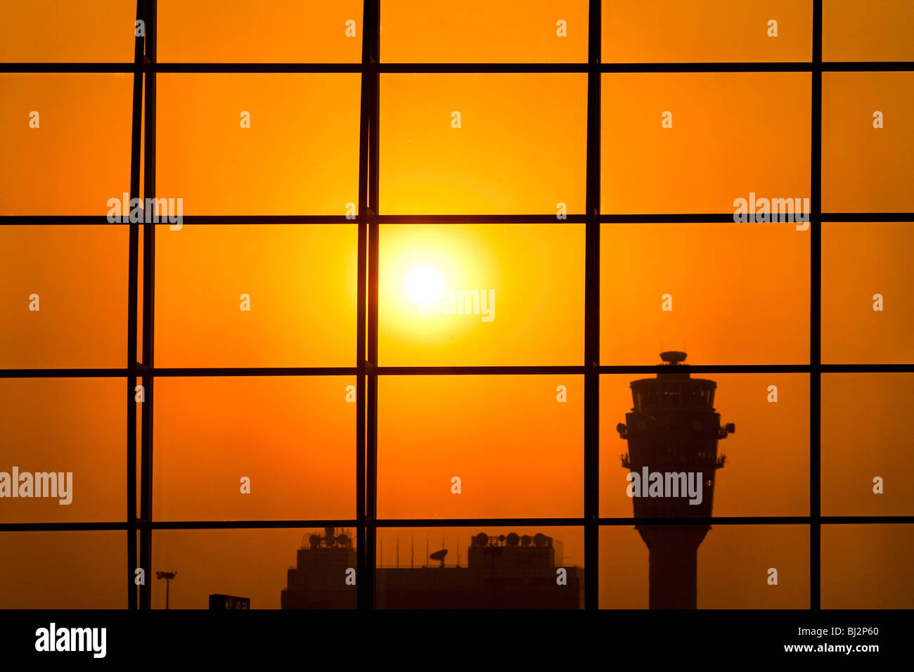 Airport control tower, Hong Kong, China Stock Photo