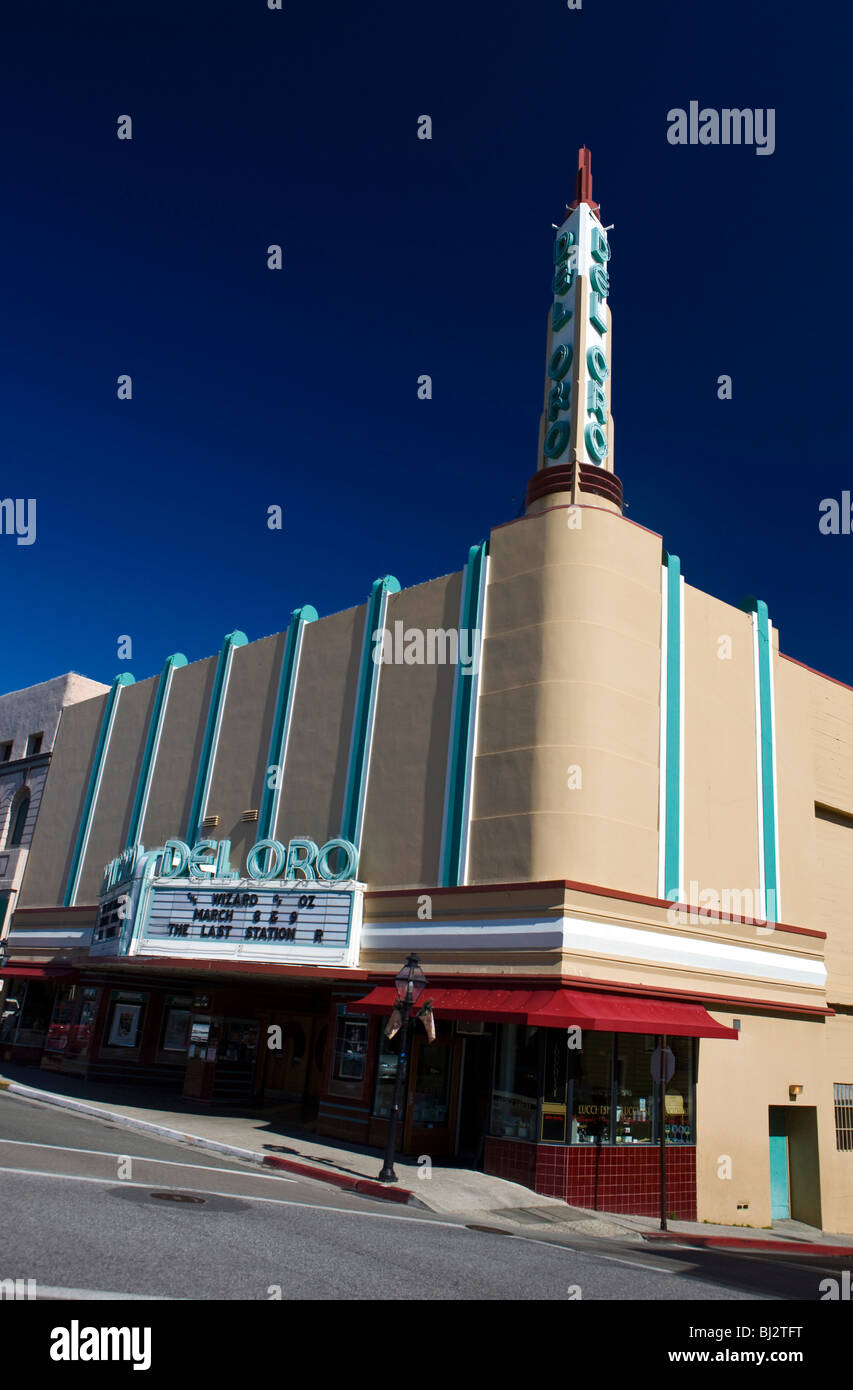 The Del Oro Theatre, an art deco landmark built in 1940 by United Artists, Mill Street, Grass Valley, California Stock Photo