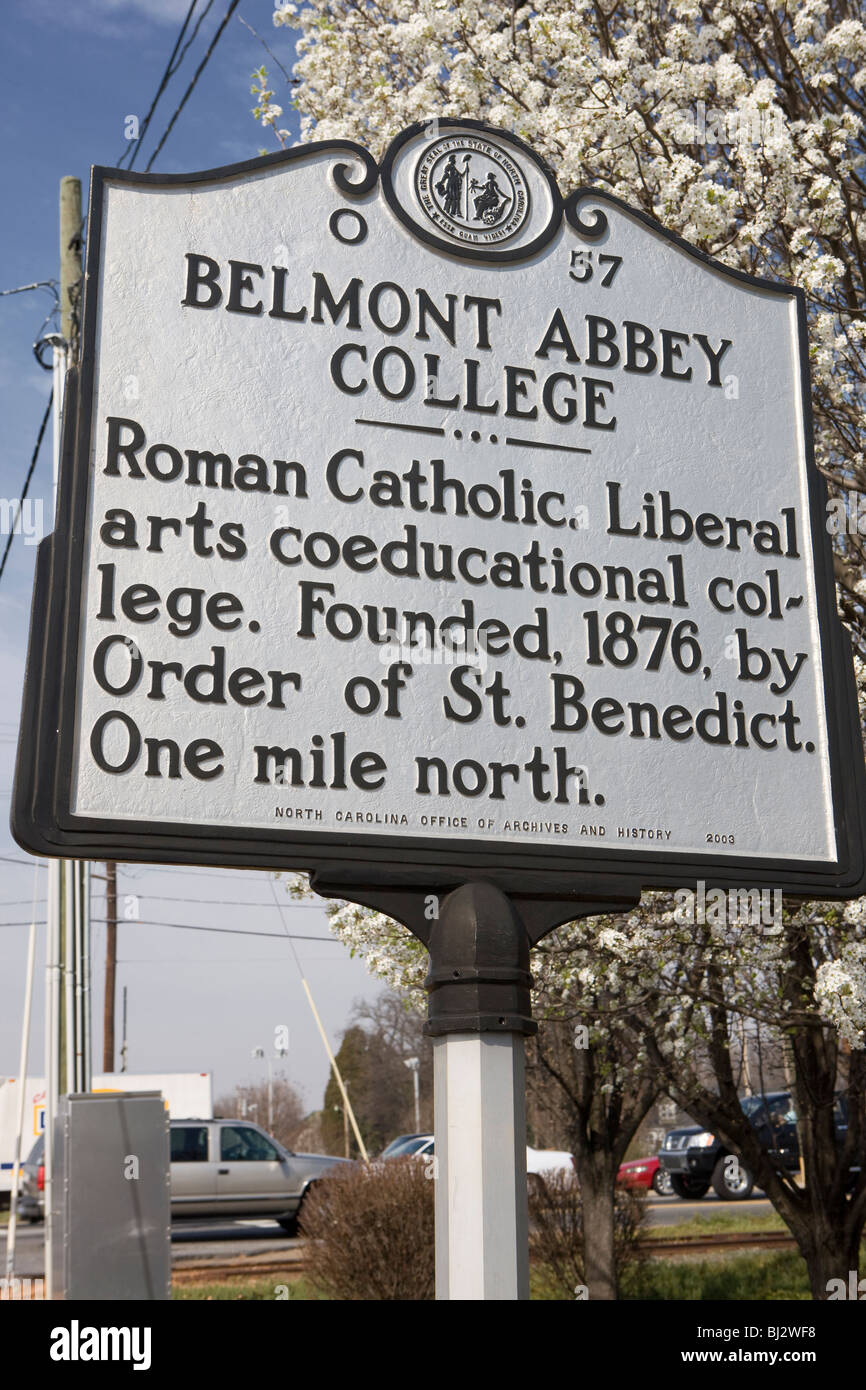 Belmont Abbey College Roman Catholic. Liberal arts coeducational college. Founded, 1876, by Order of St. Benedict. Stock Photo